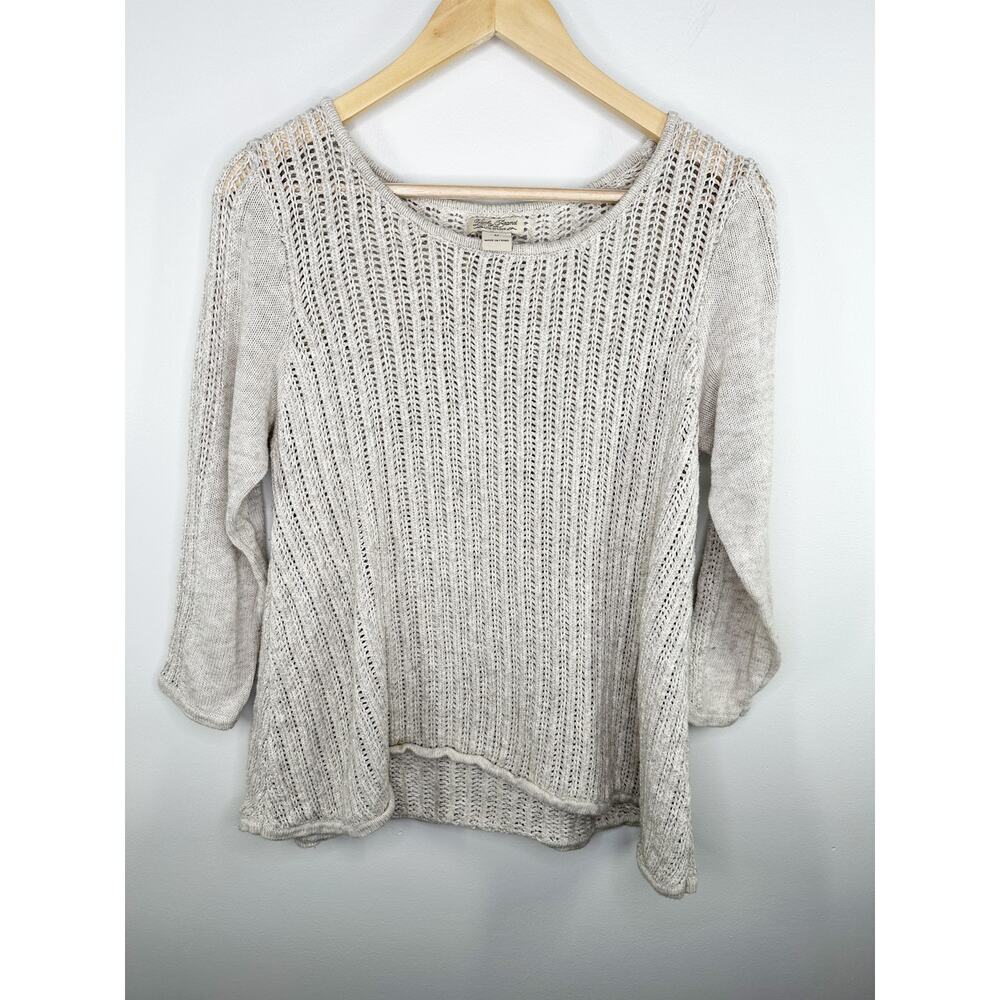 Lucky Brand Cream Knit Chunky Pullover Sweater Size M Neutral Lagenlook Boho